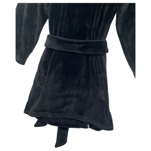 Victorias Secret Robe Womens Medium Large Black Hoodie Logo Embroidered Belted - Picture 8 of 13